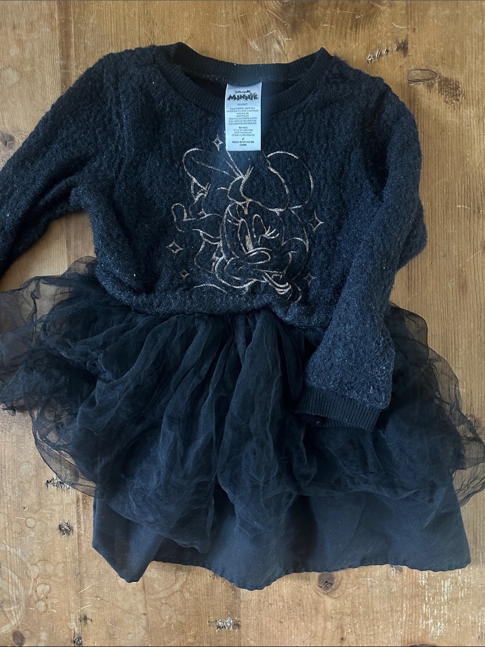 DISNEY MINNIE BLACK FAUX FUR & TULLE DRESS HALLOWEEN 4 T